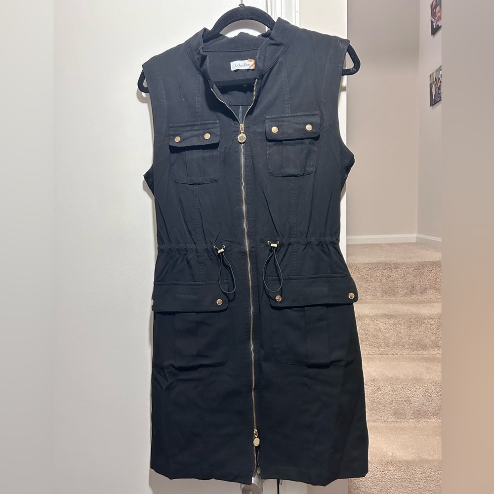 Black Utility Zippered Dress, size 14